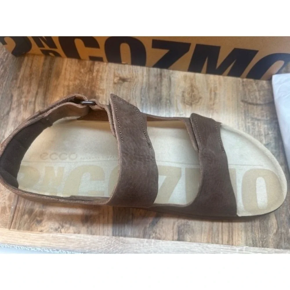 Ecco Men's Cozmo Sports Leather Sandals 3-Adj Straps Cocoa Brown NIB - 12-12.5